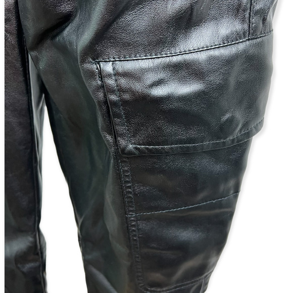Zara Black Faux Leather Cargo Pocket Pants - Picture 2 of 4